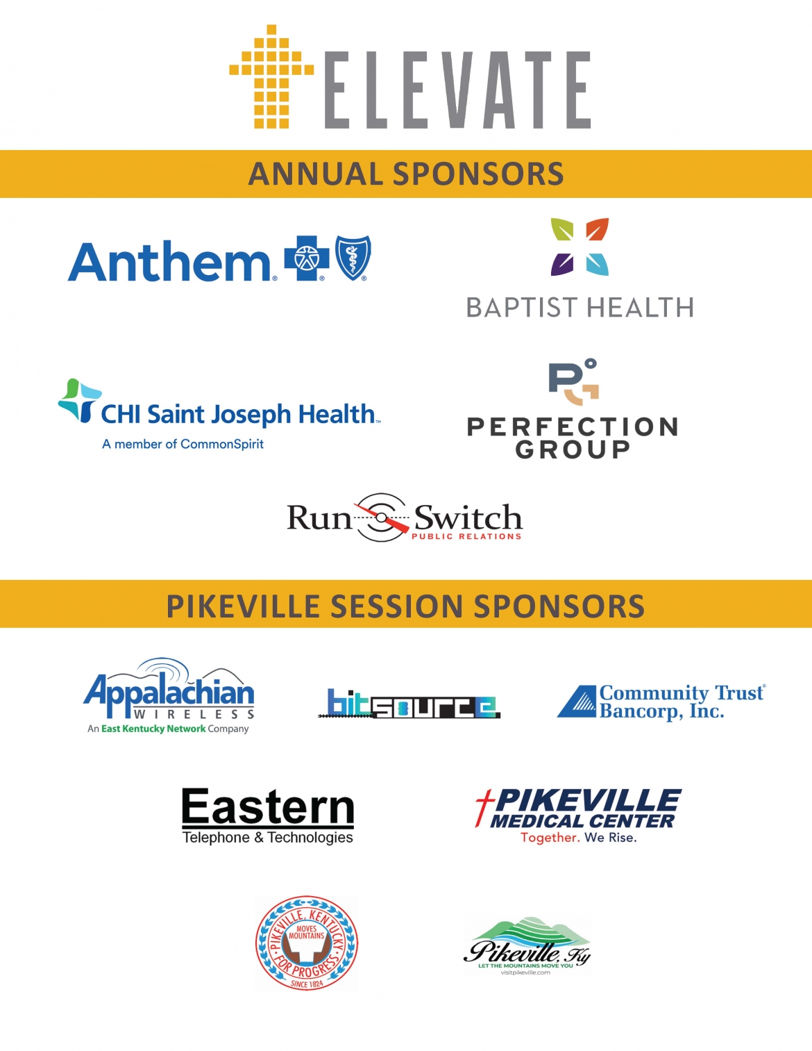 ELEVATE 2026 Pikeville Sponsors